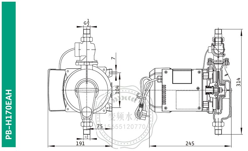 Wilo威乐PB-H170EAH家用自动增压泵(图8)