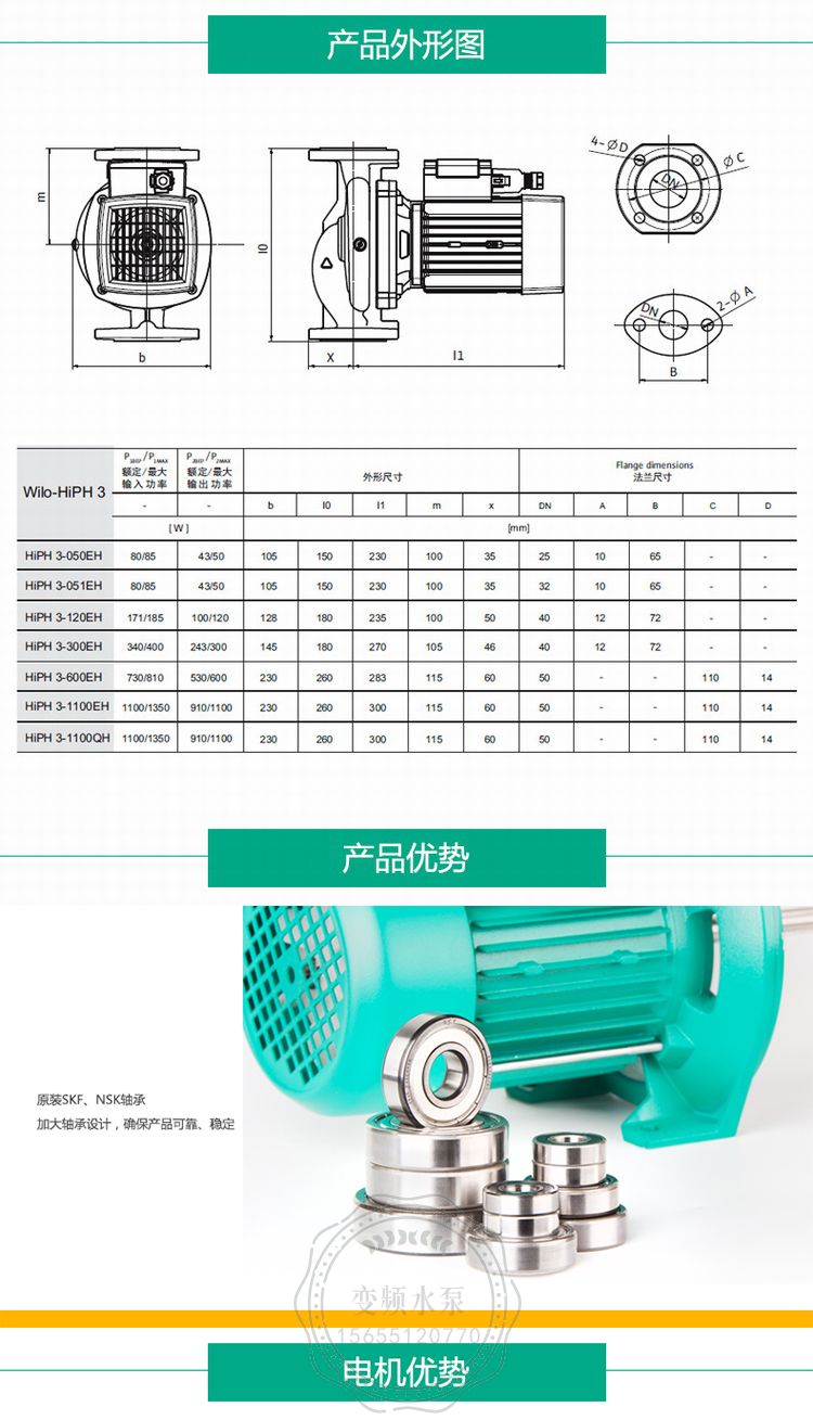 Wilo威乐HiPH3-300EH小型管道循环泵(图2)