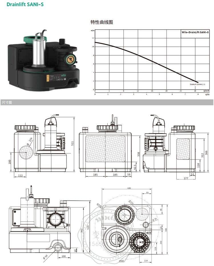 Wilo威乐Drainlift SANI-S.11T污水提升泵站(图3)