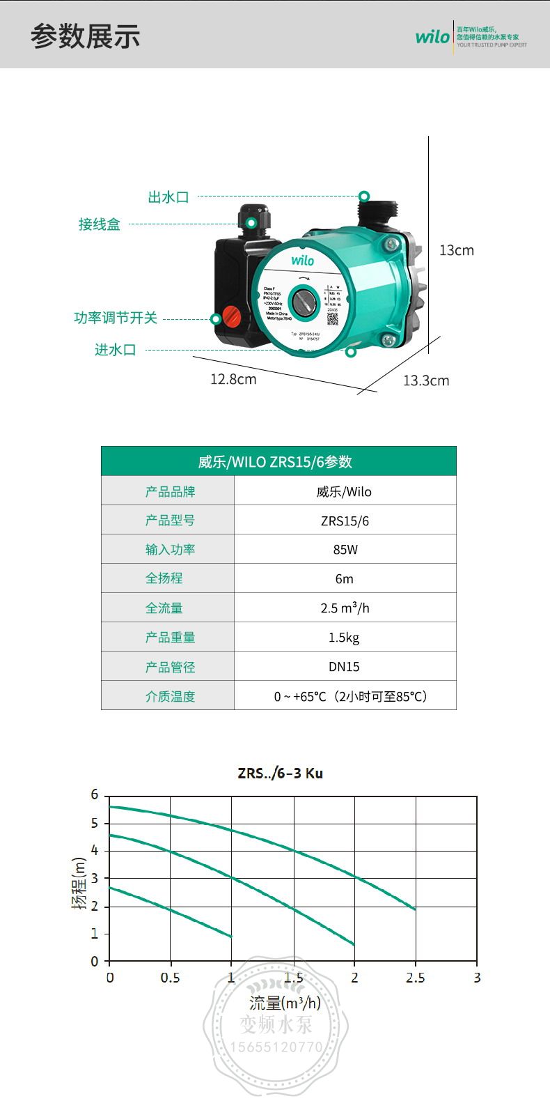 Wilo威乐ZRS15/6湿转子循环泵(图6)