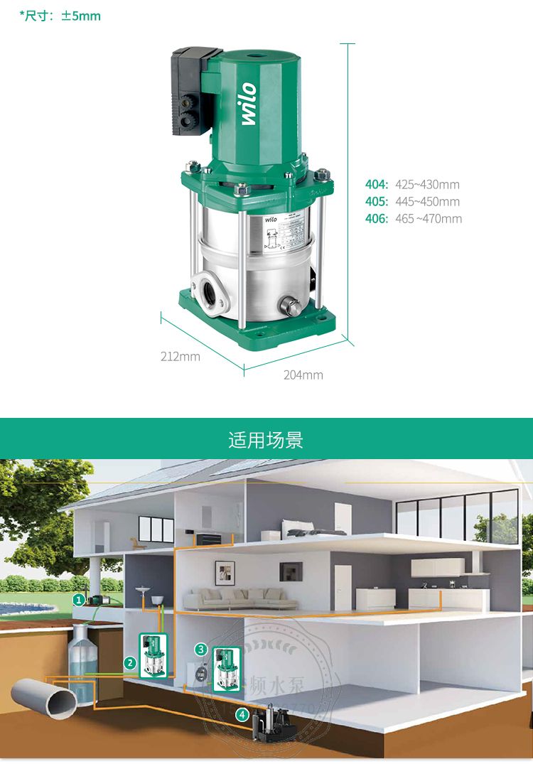 Wilo威乐MVIS404湿转子立式多级离心泵(图3)