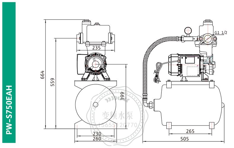 Wilo威乐PW-S750EAH全自动家用自吸增压泵(图2)